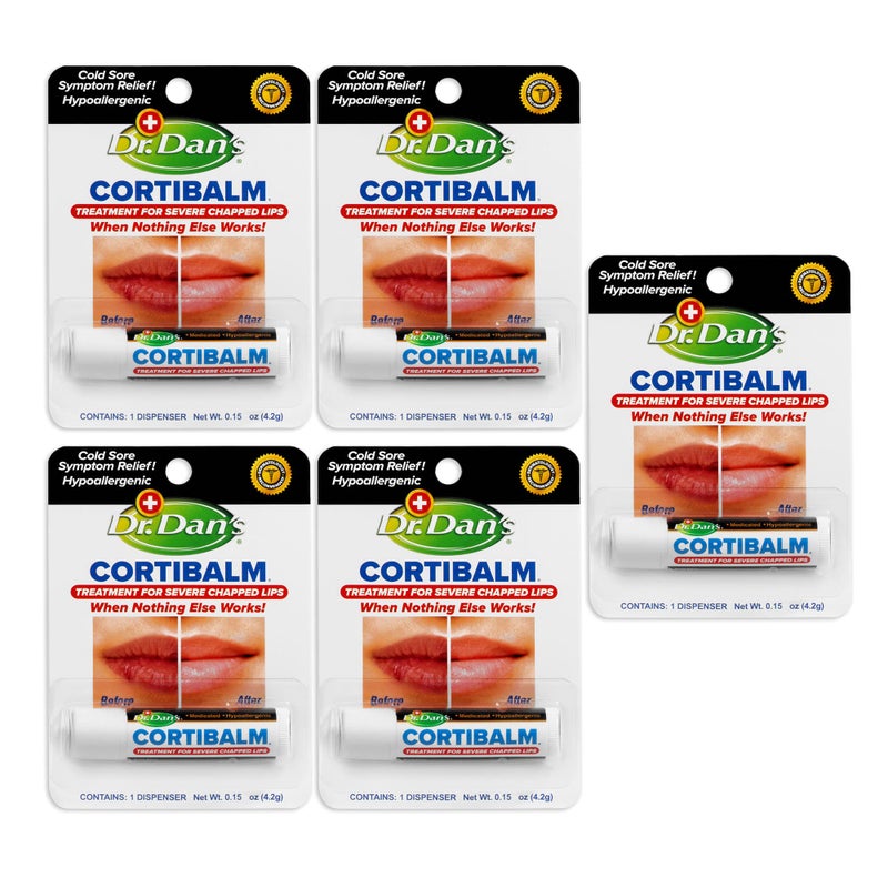 Dr. Dans Dr. Dan's Cortibalm-5 pack- for Dry Cracked Lips Healing Lip Balm for Severely Chapped Lips - Designed for Men, Women and Children - Image 1